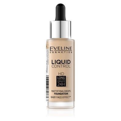 Eveline Liquid Control HD PodkÅ?ad do twarzy z dropperem 015 Light Vanilla, 32 ml