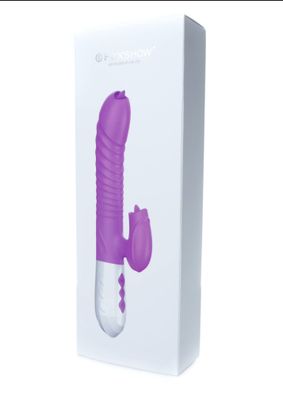 Foxshow - Silicone Vibrator USB 7 Funct. and Thrusting / Heat, pink