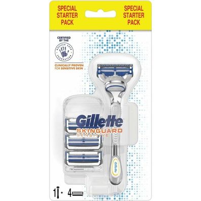 Gillette Skinguard Shaving Holder + Razor Blades 4 Pieces