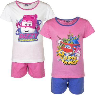 Super Wings Pyjama-Set aus Baumwolle kurzer Schlafanzug Shortama für Mädchen