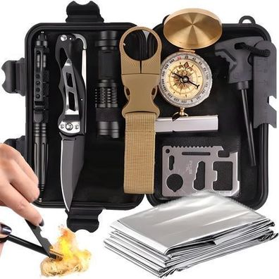 Survival Set Equipment Kit Überlebensset Ausrüstung Zelt Camping Outdoor Retoo