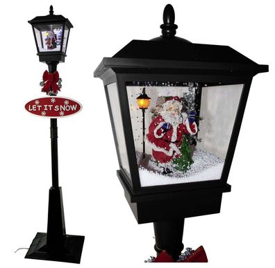 Weihnachtliche LED Laterne 180cm Santa Claus Design in Schwarz