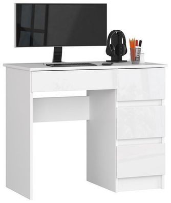 PC-Schreibtisch AKORD A7 rechts Weiß Front Weiß Glanz B90 x H77 x T50 cm