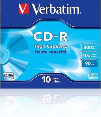 Verbatim CD Rohling CD-R 90Min/800MB/40x 10er Pack mit Jewelcase und Extra Schutzo