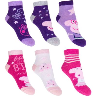 Peppa Pig Kinder Socken - 3er Pack Sneaker Strümpfe Baumwoll-Mix