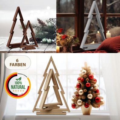 Floranica Tannenbaum 2er-Set aus Kiefernholz Holztannenbäume Weihnachtsdeko