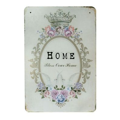 Metallschild BLESS OUR HOME Vintage Schild im Retro-Design