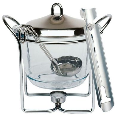 APS Feuerzangenbowle Edelstahl 4 Liter Glasschale inkl. Feuerzange Weihnachten