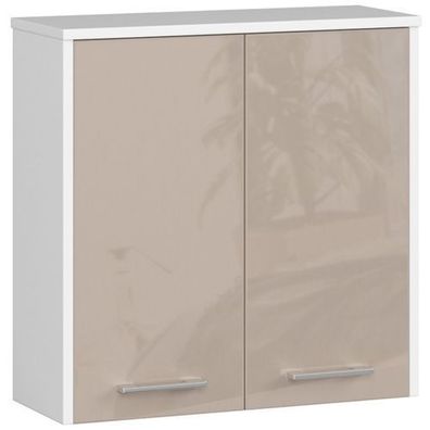 Hängender Badezimmerschrank AKORD FIN Weiß 60 cm Front Cappuccino Glanz 60x60x22,5 cm