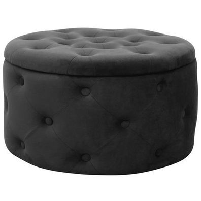 Pouf AKORD ALIA aus Samtstoff mit Stauraum in Schwarz Durchmesser 55 cm Höhe 30 cm