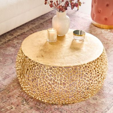 Extravaganter Couchtisch RIXOS ca.73cm gold Metall Handarbeit Design