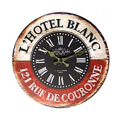 Wanduhr HOTEL BLANC Vintage Design Retro Style Uhr