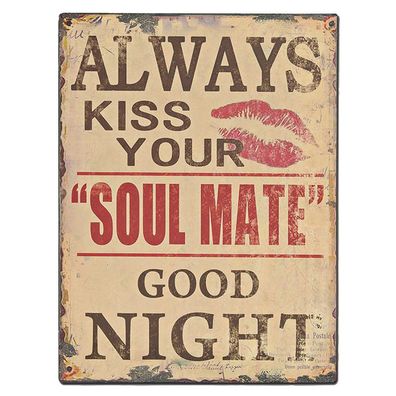 Metallschild ZUM HÄNGEN IM Vintage DESIGN ANTIK RETRO SCHILD Soul Mate 33x25cm