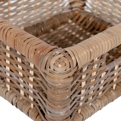 2er Set Rattan Korb CESTA-Small Grey Aufbewahrungskorb Schrankkorb Regalkorb