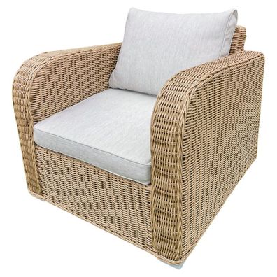 Lounge Sessel VITA in Natural rundes Polyrattan Armlehnsessel Gartenmöbel