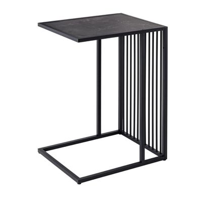 Moderner Beistelltisch STRIVE 65cm Marmor-Look Industrielles Design schwarz Metall