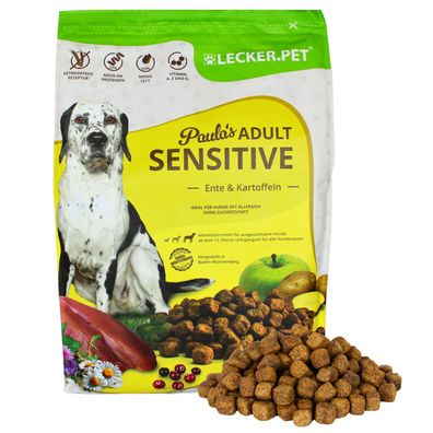 4 - 12 kg Lecker. Pet® Paula's Adult Sensitive Ente & Kartoffel Hundefutter Trocken