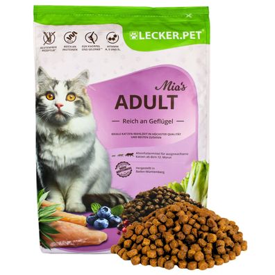 2,5 - 10 kg Lecker. Pet® Mia's Adult Herzhaftes Geflügel Katzenfutter Trockenfutter