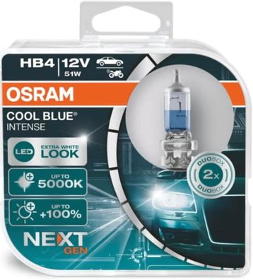 Osram COOL BLUE Intense HB4, + 100% mehr Helligkeit, bis zu 5.000K, Auto Leuchte