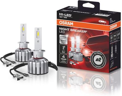 OSRAM NIGHT Breaker H1-LED; bis zu 40% weniger Blendung; Signallampe, Auto, KfZ