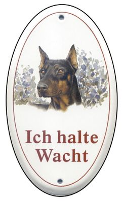 Dobermann-Emaille-Schild-100 x 170 mm-Türschilder-Hund-Tiere-Email-Warnschild