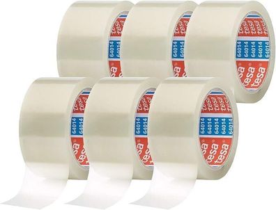 Tesapack 64014 transparent - Geräuscharmes Paket-Klebeband - 6 Rollen je 66 m