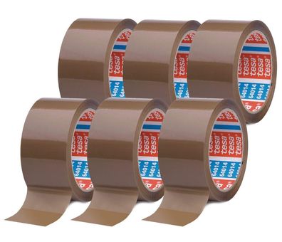 Tesa pack 64014 im 6er Pack - Geräuscharmes Paket-Klebeband - 6 Rollen je 66 m