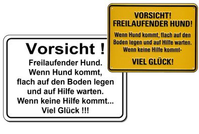 Vorsicht-Freilaufender-Hund-Schild-Alu-2 Größen-Türschild-Warnschild-Hundeschild