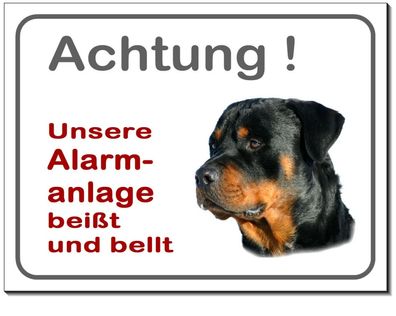 Rottweiler-Hund-Alu-Schild-3 Größen-Türschild-Alarm-Video-Warnschild-TOP