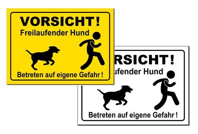 Freilaufender Hund-Aluminium-Schild-30 x 20 cm-Türschild-Warnschild-Hundeschild