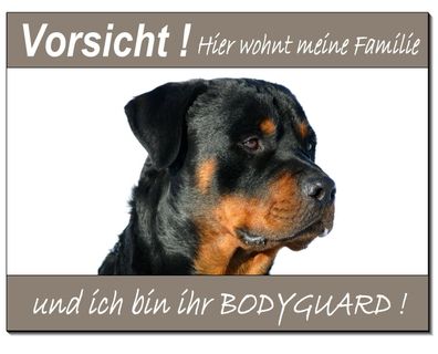 Rottweiler-Hund-Alu-Schild-3Größen-3 mm-Türschild-Warnschild-Hinweis-Hundeschild