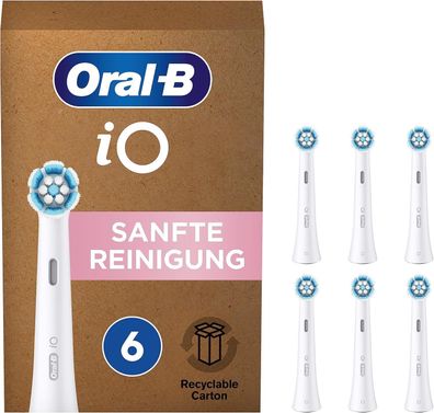 Oral-B iO Sanfte Reinigung Aufsteckbürsten für elektrische Zahnbürste, 6 Stück