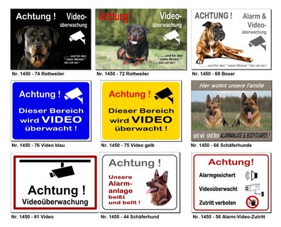 Alarm + Video-Hinweisschild-Aluminium-Schild- 3 Größen -Türschild-Warnschild-TOP