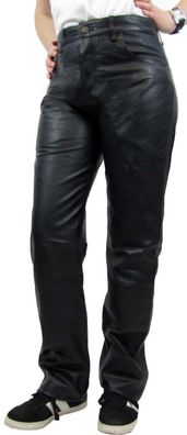 Lederjacken24 - Damen Lederhose Bikerhose Rindsleder schwarz