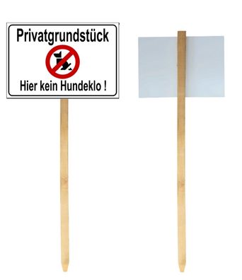 Privatgrundstück-Kein Hundeklo-Alu-Schild-mit Holz-Einschlagpfosten-2 Größen