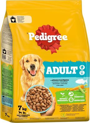 Pedigree Adult Hund Trockenfutter: ausgewachsene Hunde mit Fisch & Gemüse, 7kg