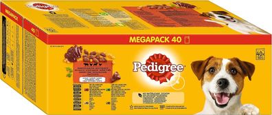 Pedigree Adult Hundenassfutter Gemischte Selektion, 40 Portionsbeutel, 40 x 100g