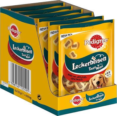 Pedigree Leckerbissen Kau-Schnitten – Kleine Hundesnacks mit Rind – (6 x 155g)