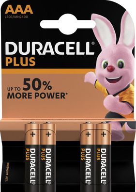 4x Duracell MN2400 Plus Power Micro AAA Batterie 1,5V