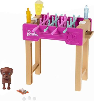 Barbie GRG77 - Mini-Spielset mit Haustier, Zubhörteilen und Tischfußball-Spiel