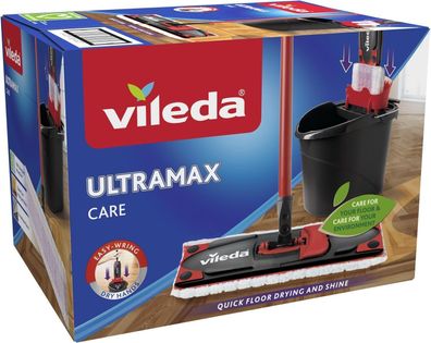 Vileda Ultramax Care Komplett Set, Bodenwischer Wischmopp mit Stiel und Eimer