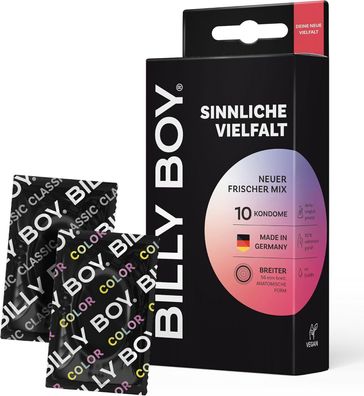 BILLY BOY Kondome Sinnliche Vielfalt 10er Kondom-Mix in breiter Passform, 56mm