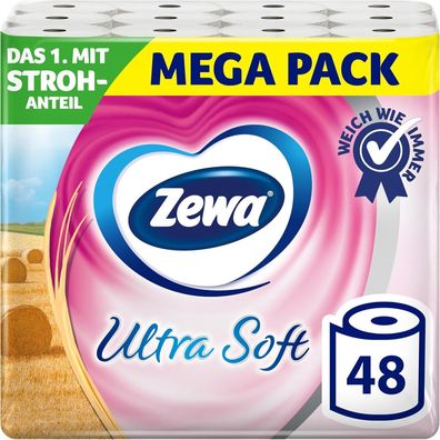 Zewa Ultra Soft - 48 Rollen - Das erste Toilettenpapier mit Strohanteil 4-lagig