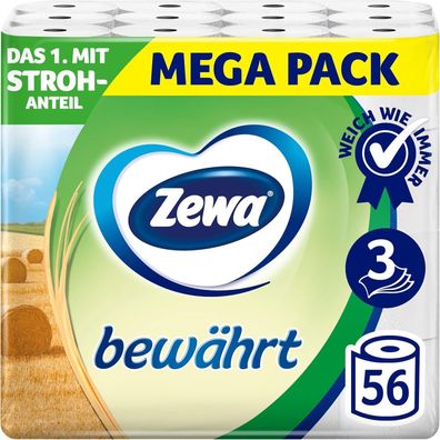 Zewa bewährt Toilettenpapier mit Strohanteil 7 x 8 Rollen (56 Rollen, 3-lagig)