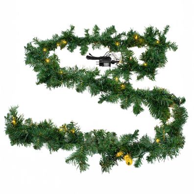 Weihnachtsgirlande 810 cm mit 100 LED - Netzteil + Timer - Tannen Girlande Außen