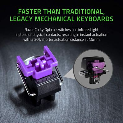 Razer Huntsman Mini Gaming Keyboard Optical Purple Switches RGB US-Layout ISO