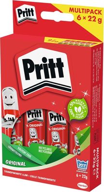 Pritt Klebestift, kinderfreundlicher Kleber für Kinder und Bastelarbeiten 6x 22g