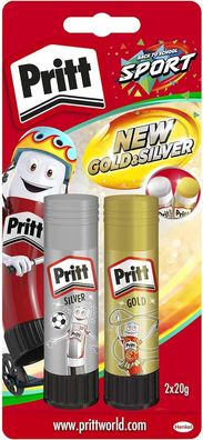 Pritt Klebestifte gold und silber, sicherer und kinderfreundlicher Kleber 2x20g