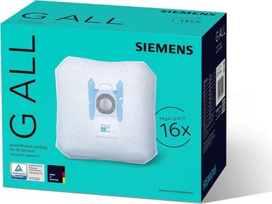 Siemens 16x Staubsaugerbeutel powerProtect Typ G ALL VZ16GALL, 99,9% Filterung