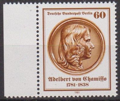 Berlin 1981 postfrisch Seitenrand links MiNr. 638 Adelbert von Chamisso